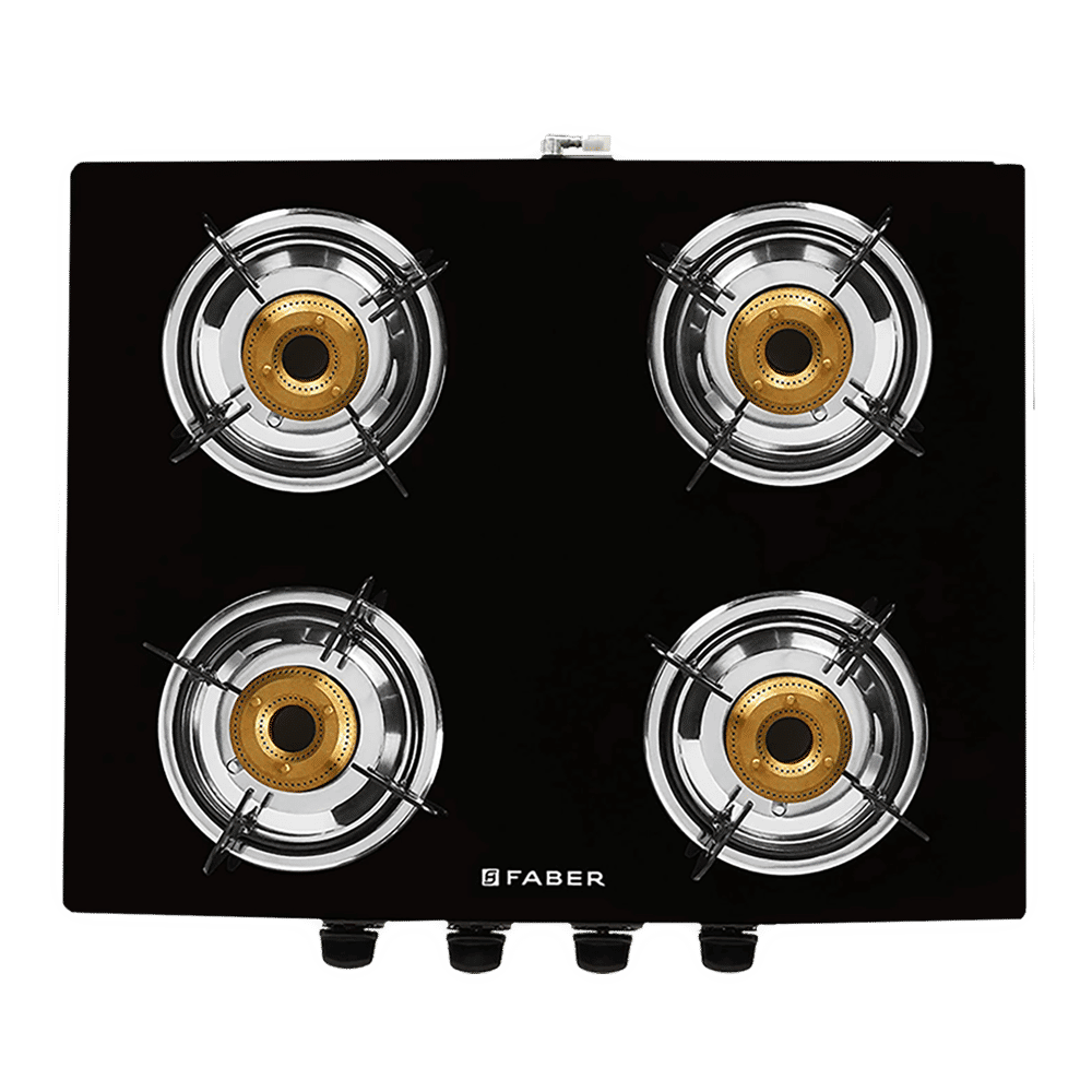 Buy Faber Jumbo 4BB BK AI Toughened Glass Top 4 Burner Automatic Gas